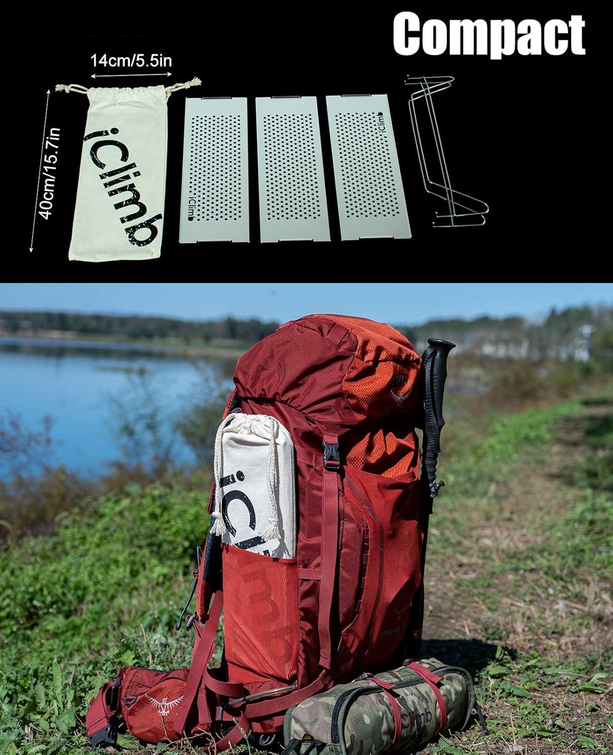 image:imageiClimb Mini Solo Folding Table Ultralight Compact for Backpacking Camping Hiking Beach Picnic Nature SGunmetal