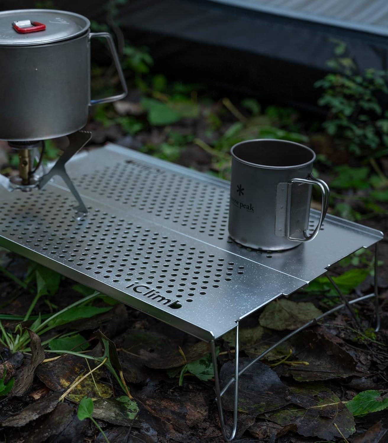 image:imageiClimb Mini Solo Folding Table Ultralight Compact for Backpacking Camping Hiking Beach Picnic Nature SGunmetal