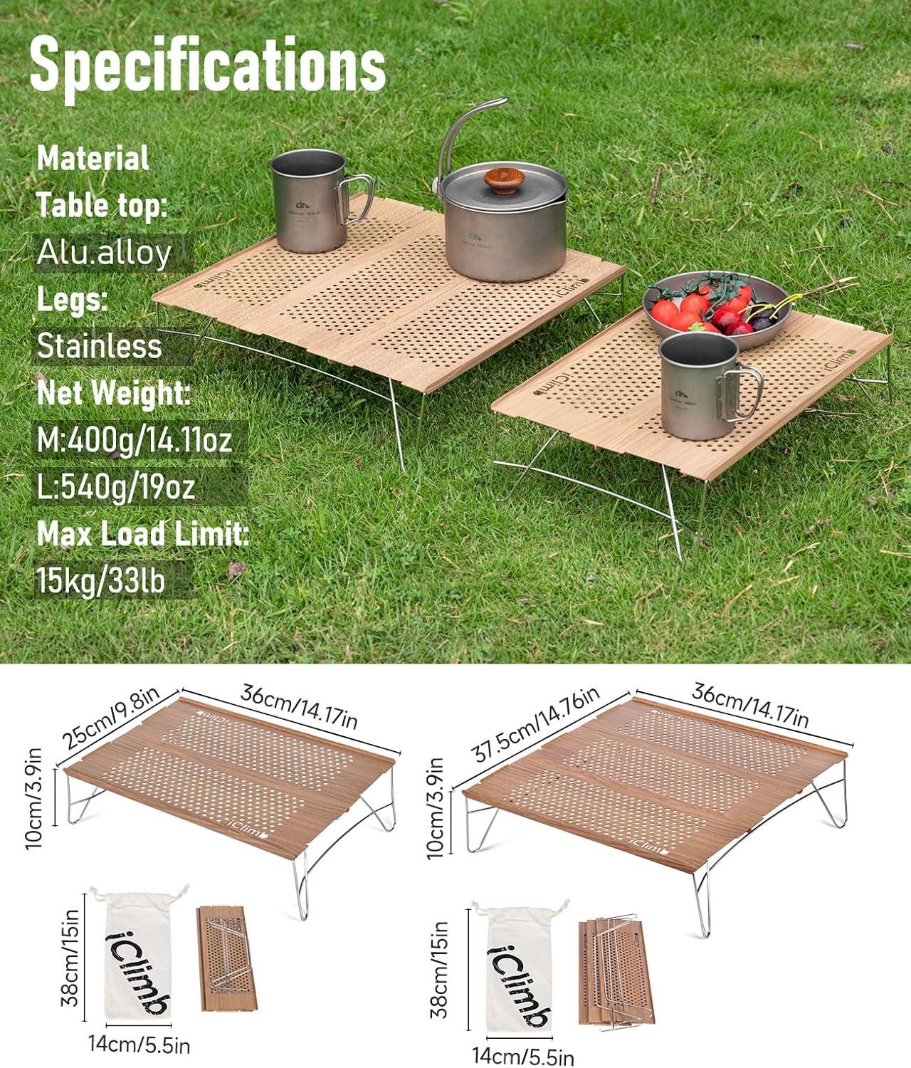 image:imageiClimb Mini Solo Folding Table Ultralight Compact for Backpacking Camping Hiking Beach Picnic Nature SNature