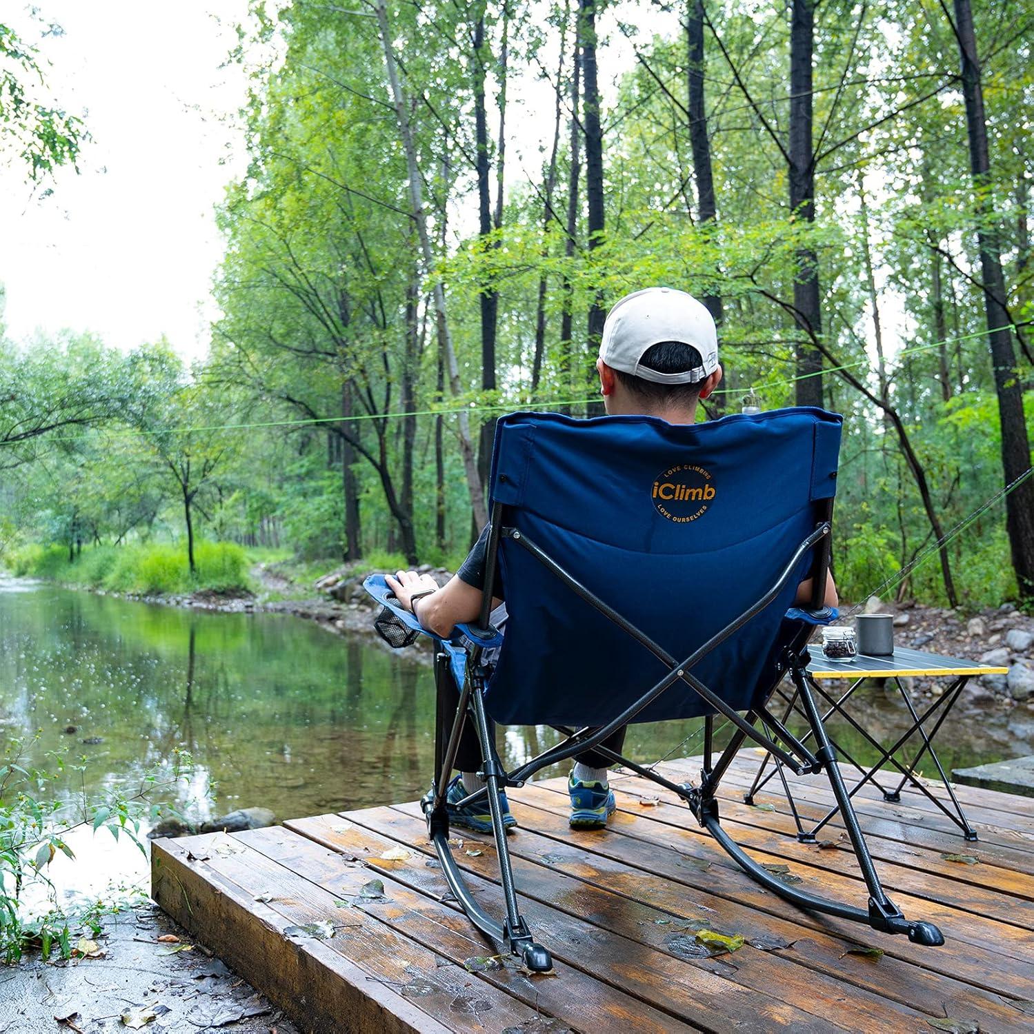 image:imageiClimb Padded Folding Rocking Chair Heavy Duty Camping Patio Porch Backyard Lawn Garden Balcony Rocker Indoor Outdoor with Carry Bag