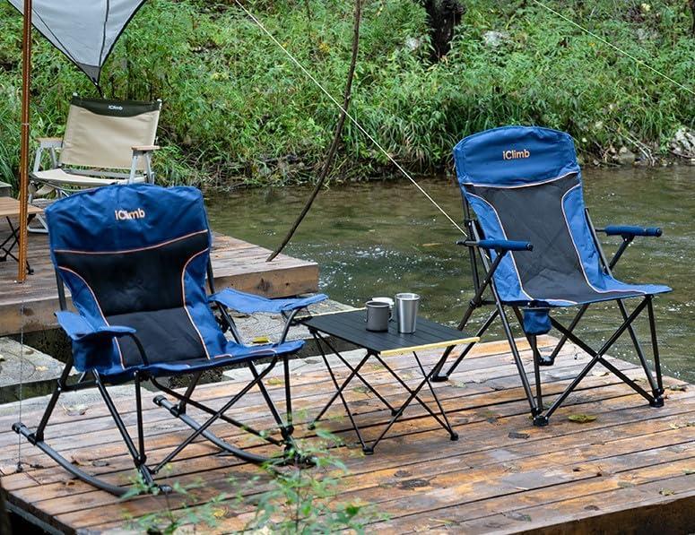 image:imageiClimb Padded Folding Rocking Chair Heavy Duty Camping Patio Porch Backyard Lawn Garden Balcony Rocker Indoor Outdoor with Carry Bag