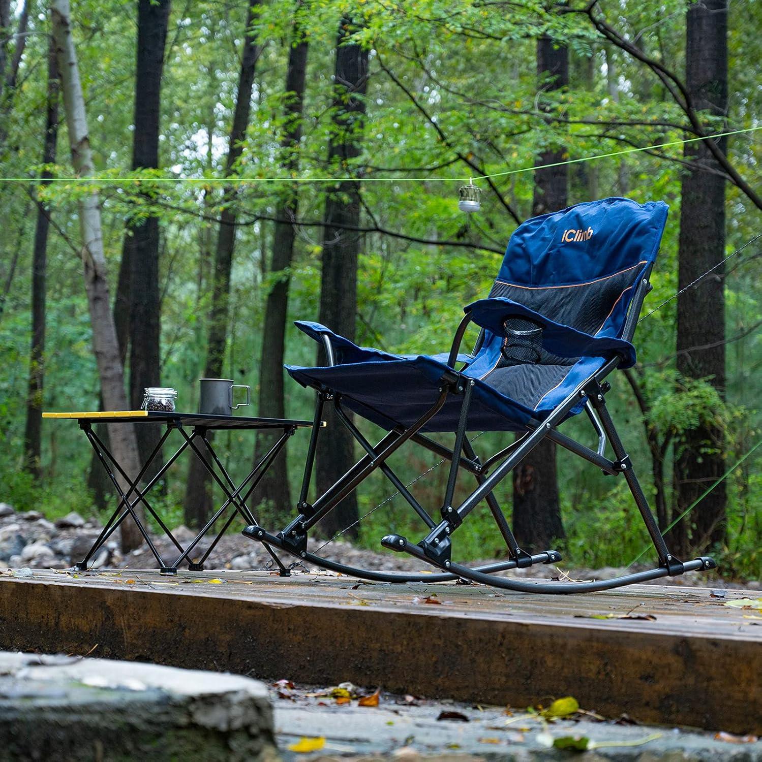 image:imageiClimb Padded Folding Rocking Chair Heavy Duty Camping Patio Porch Backyard Lawn Garden Balcony Rocker Indoor Outdoor with Carry Bag
