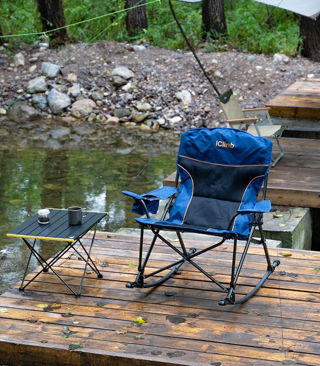 image:imageiClimb Padded Folding Rocking Chair Heavy Duty Camping Patio Porch Backyard Lawn Garden Balcony Rocker Indoor Outdoor with Carry Bag