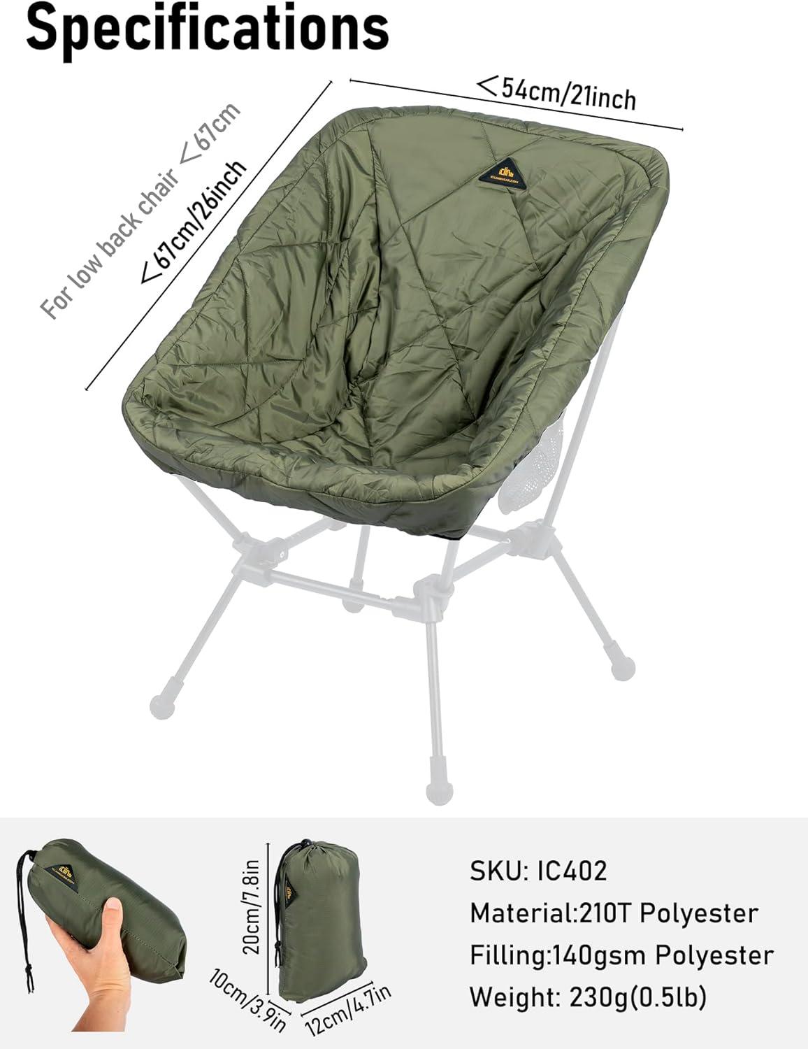 image:imageiClimb Quilted Seat Warmer Chair Cover for Ultralight Compact Folding Chair