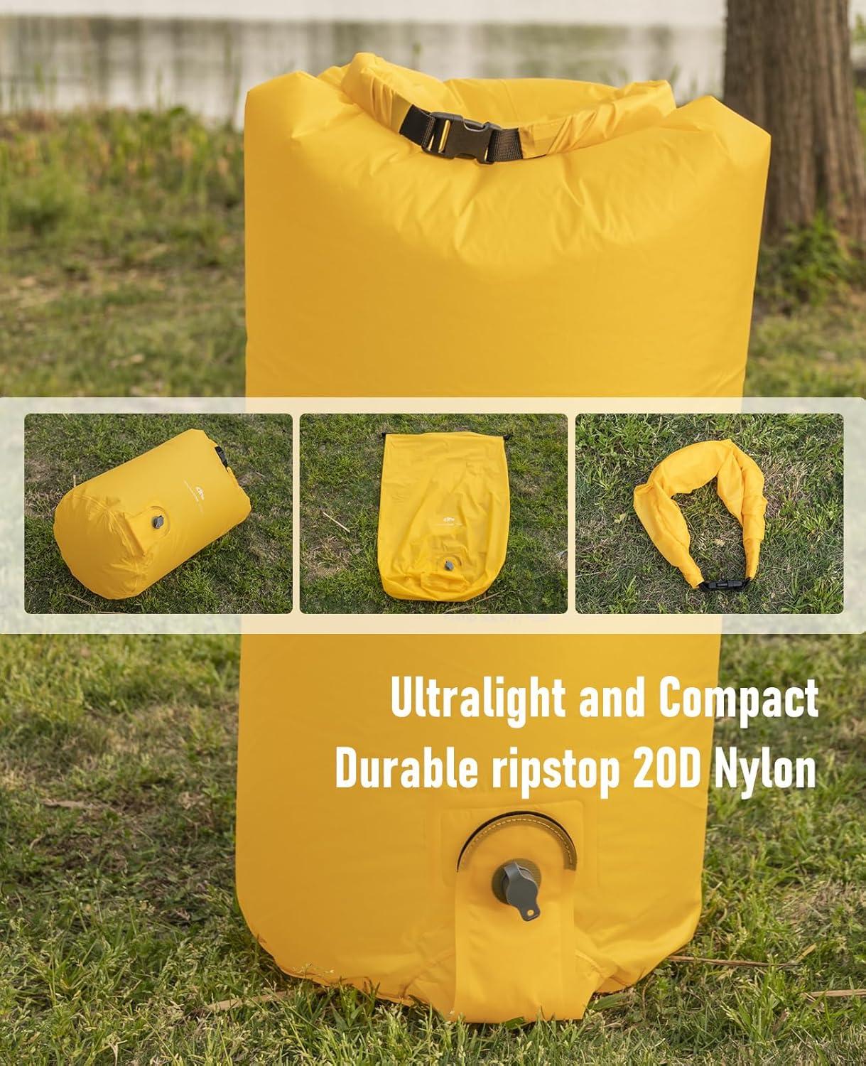 image:imageiClimb Stable Comfortable Air Sleeping Pad Ultralight Compact for Adults Camping BackpackingPump Sack Yellow