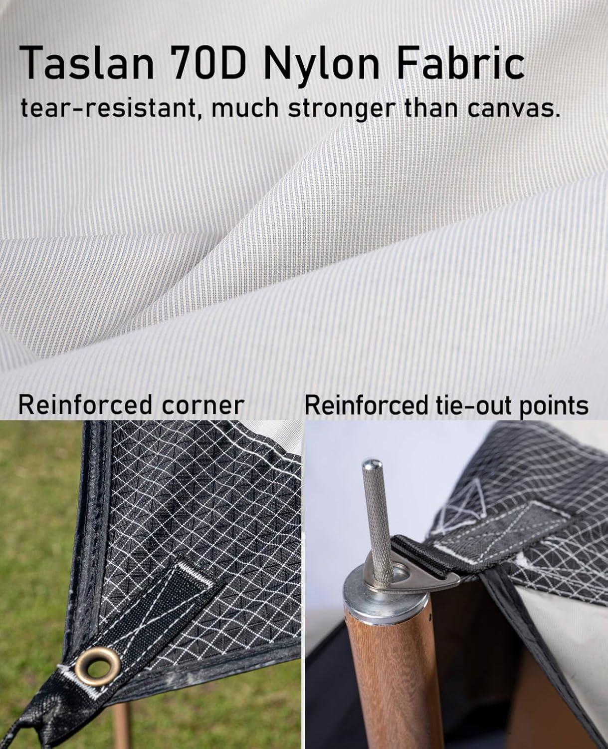 image:imageiClimb Strong Elegant Alu Tarp Poles Set of 2 Height Adjustable with Lantern Hook and Carry Bag Nature ColorTarp 18 179