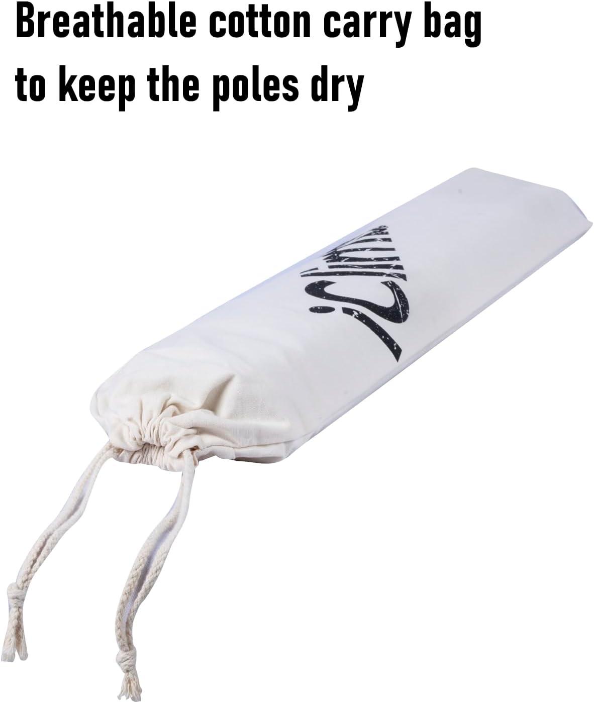 image:imageiClimb Strong Elegant Alu Tarp Poles Set of 2 Height Adjustable with Lantern Hook and Carry Bag Nature ColorTarp Pole