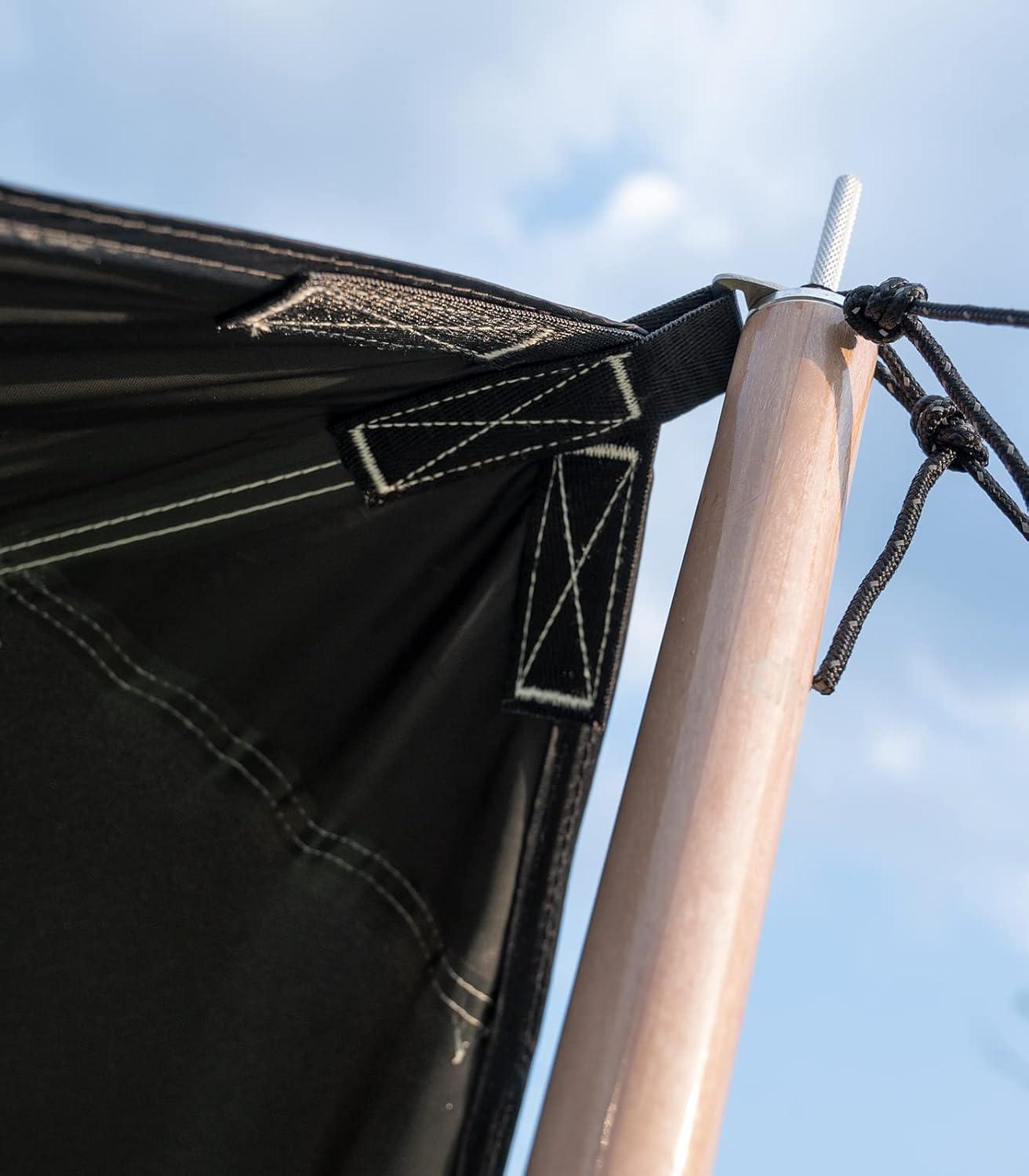 image:imageiClimb Strong Elegant Alu Tarp Poles Set of 2 Height Adjustable with Lantern Hook and Carry Bag Nature ColorTarp Pole