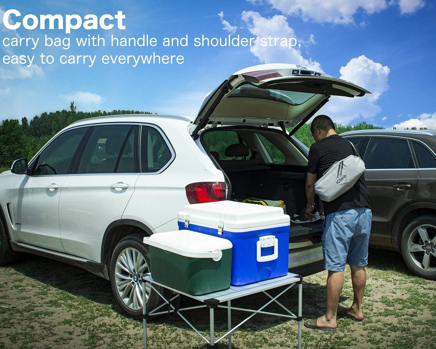 image:imageiClimb Super Easy Assemble Folding Cot Ultralight Compact Heavy Duty with Carry Bag for Adults Camping Backpacking GreyBlack