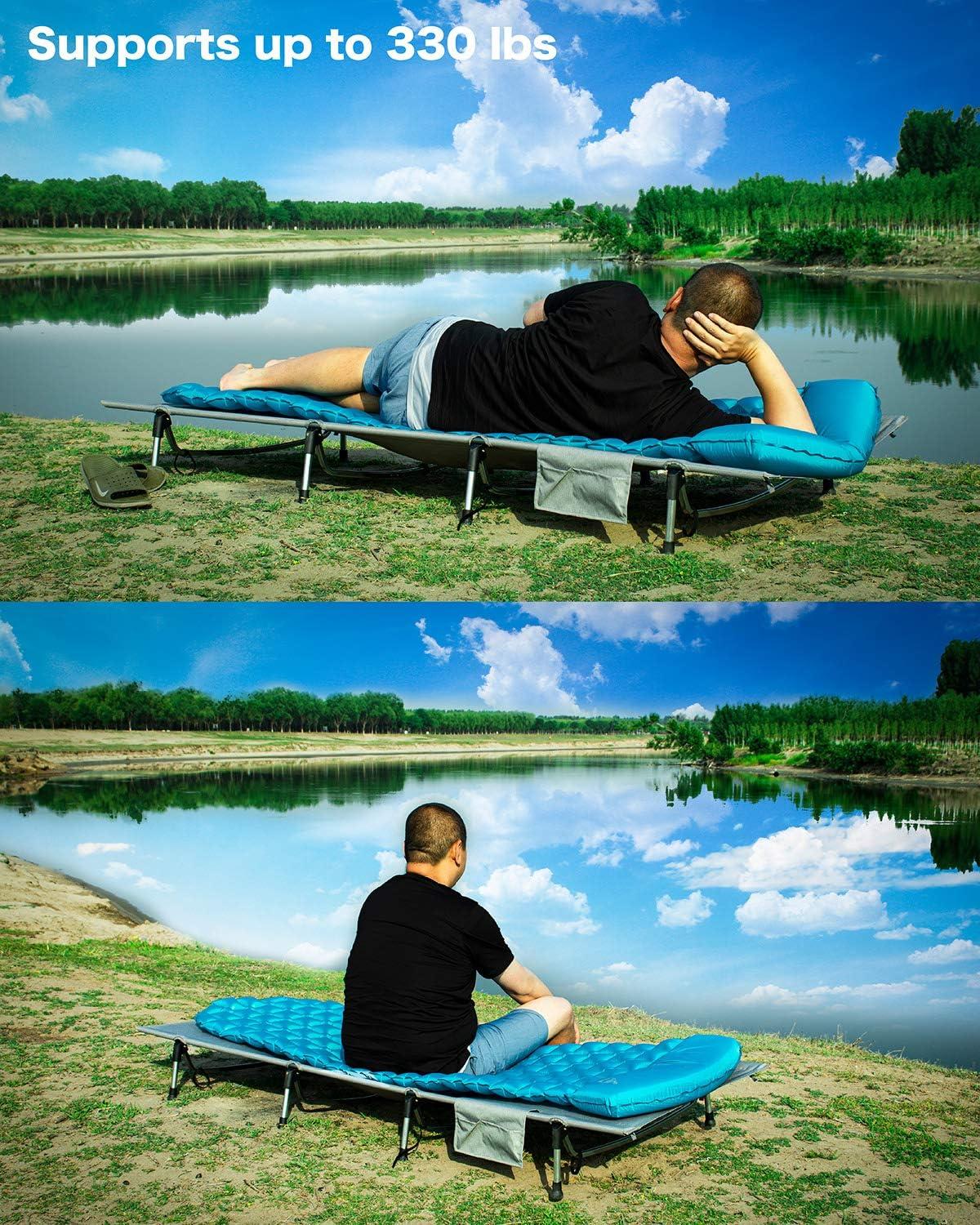 image:imageiClimb Super Easy Assemble Folding Cot Ultralight Compact Heavy Duty with Carry Bag for Adults Camping Backpacking GreyGrey