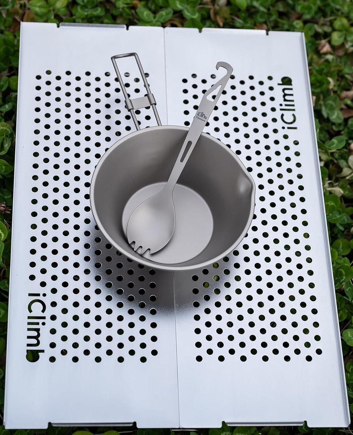 image:imageiClimb Titanium Bowl with Foldable Handle Ultralight Compact Portable Flatware Tableware with Bag for Outdoor Camping Backpacking Hiking Travel Picnic