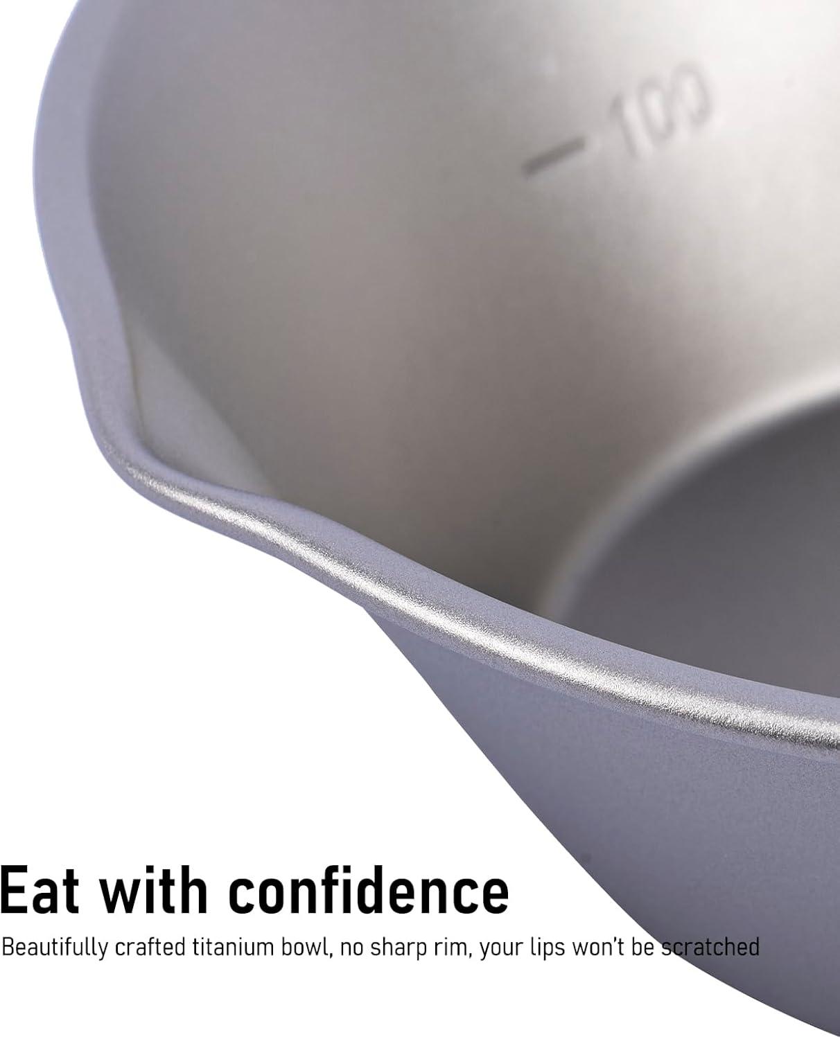 image:imageiClimb Titanium Bowl with Foldable Handle Ultralight Compact Portable Flatware Tableware with Bag for Outdoor Camping Backpacking Hiking Travel Picnic