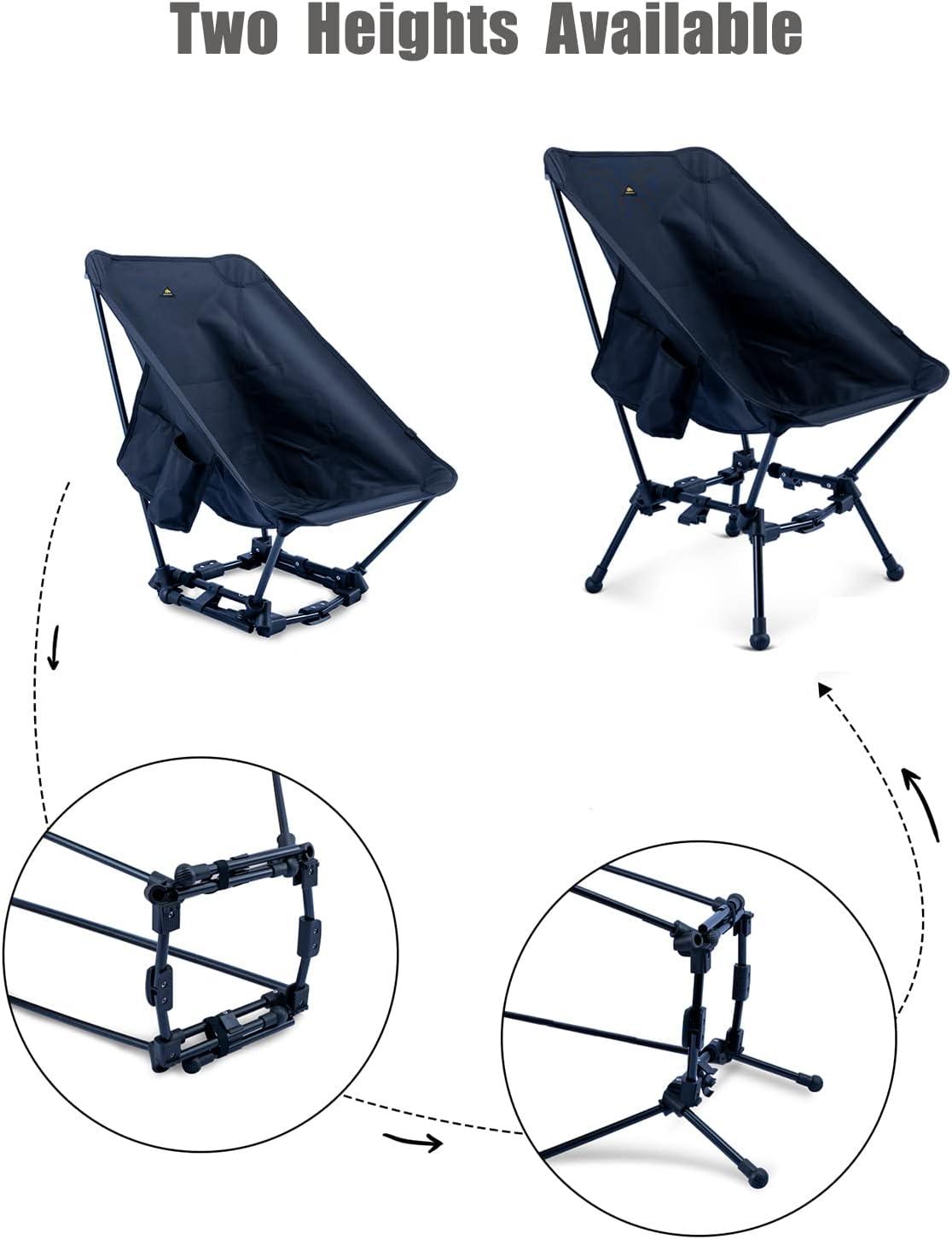image:imageiClimb TwoHeights Light Compact Comfortable Camping Folding Beach Chair with AntiSinking Large Feet and Carry BagBlack