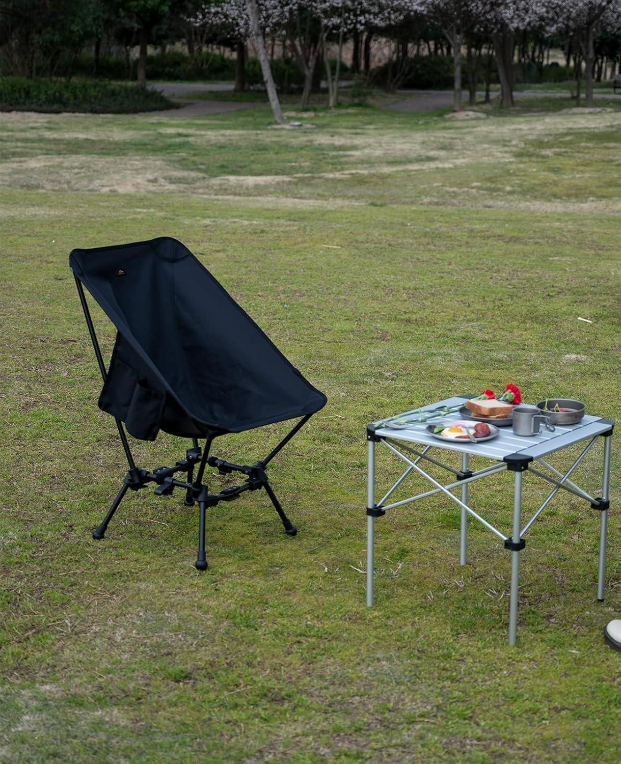 image:imageiClimb TwoHeights Light Compact Comfortable Camping Folding Beach Chair with AntiSinking Large Feet and Carry BagBlack