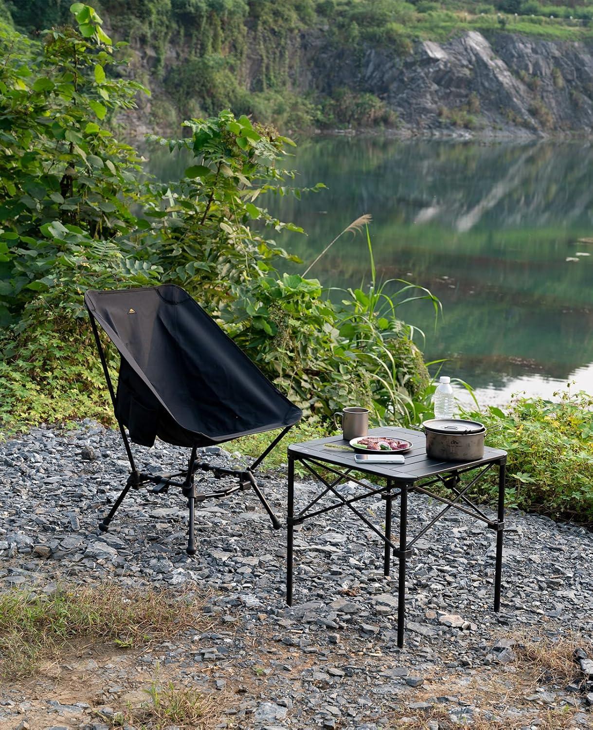 image:imageiClimb TwoHeights Light Compact Comfortable Camping Folding Beach Chair with AntiSinking Large Feet and Carry BagBlue
