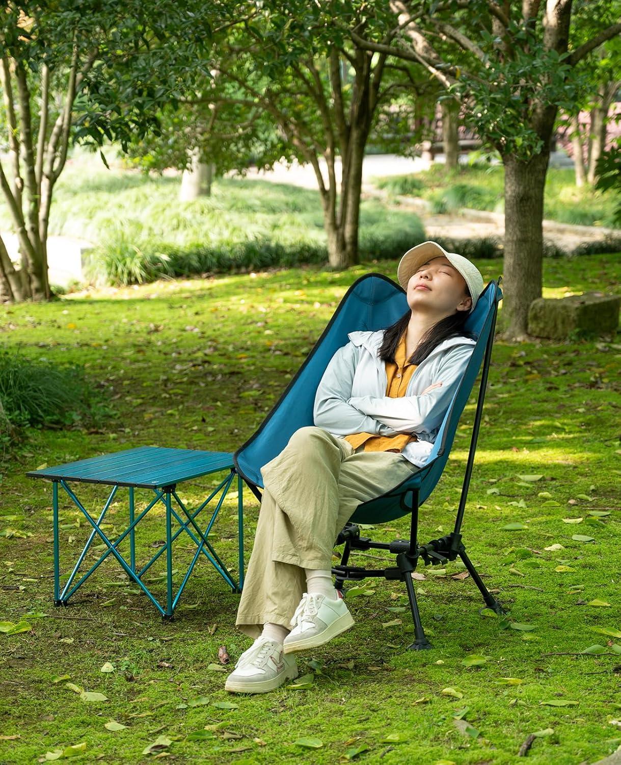 image:imageiClimb TwoHeights Light Compact Comfortable Camping Folding Beach Chair with AntiSinking Large Feet and Carry BagBlue