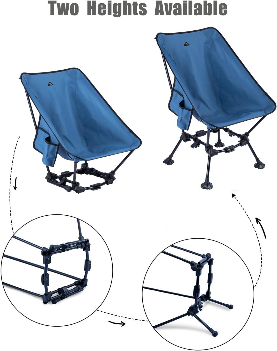 image:imageiClimb TwoHeights Light Compact Comfortable Camping Folding Beach Chair with AntiSinking Large Feet and Carry BagBlue