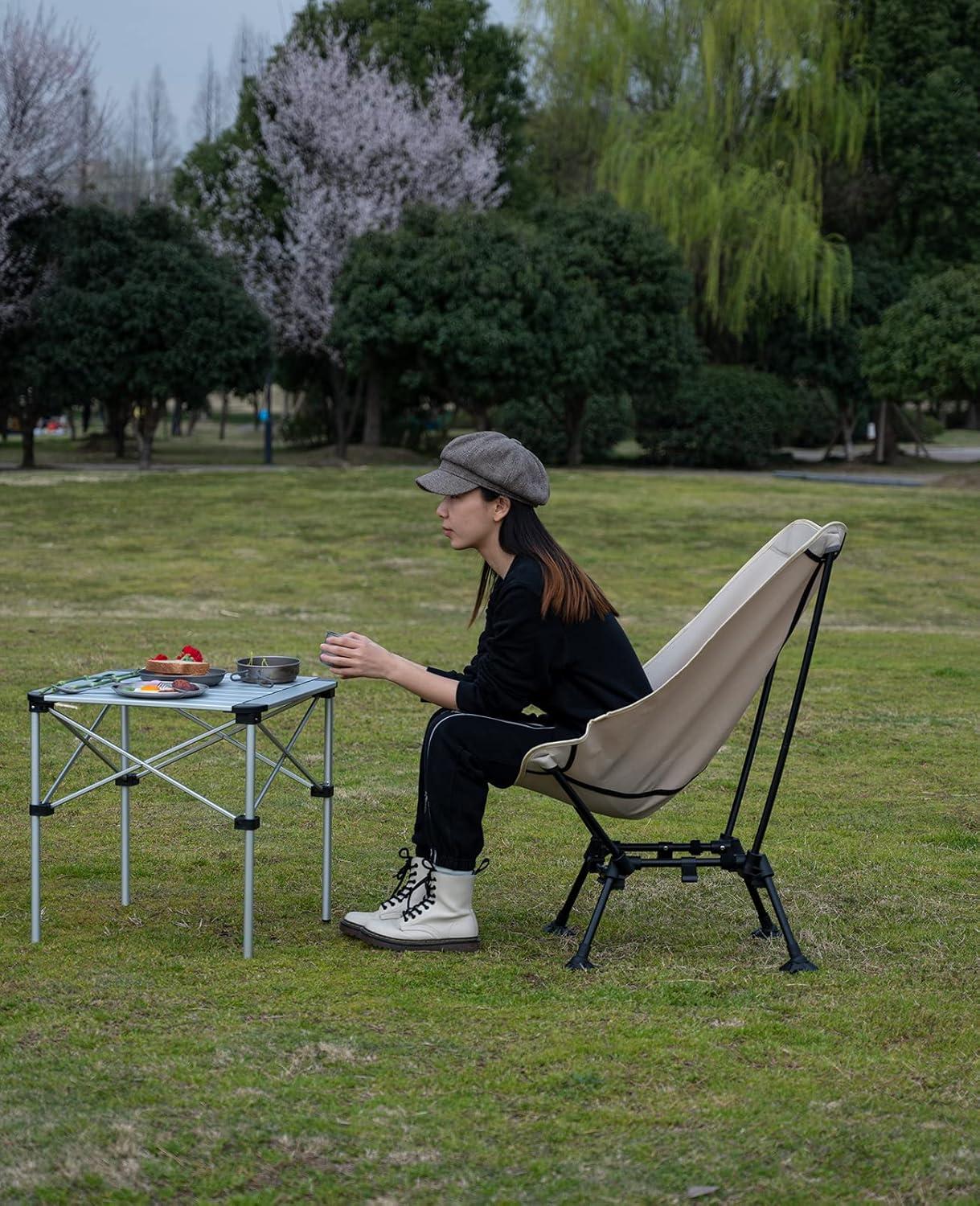 image:imageiClimb TwoHeights Light Compact Comfortable Camping Folding Beach Chair with AntiSinking Large Feet and Carry BagBlue