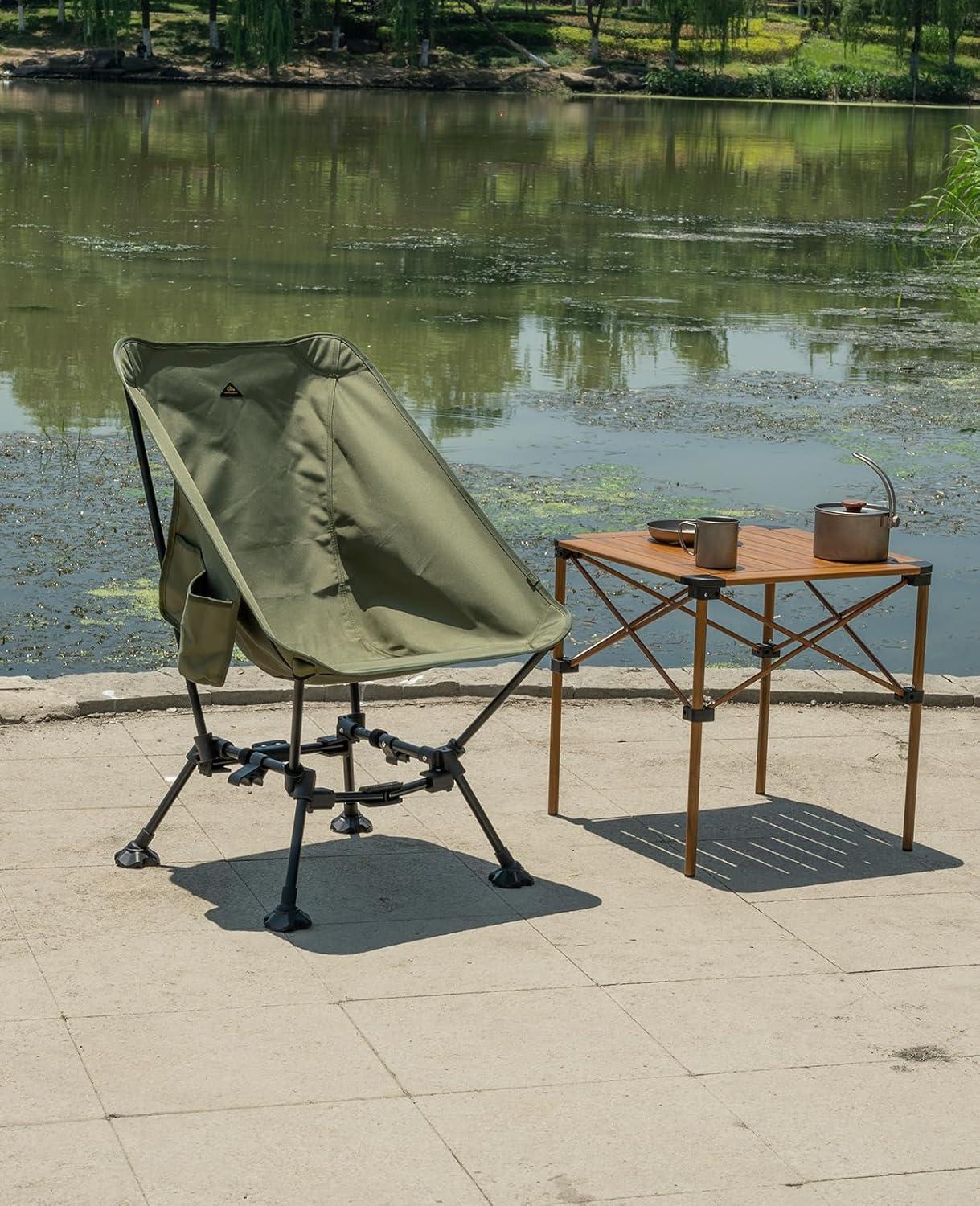 image:imageiClimb TwoHeights Light Compact Comfortable Camping Folding Beach Chair with AntiSinking Large Feet and Carry BagGreen
