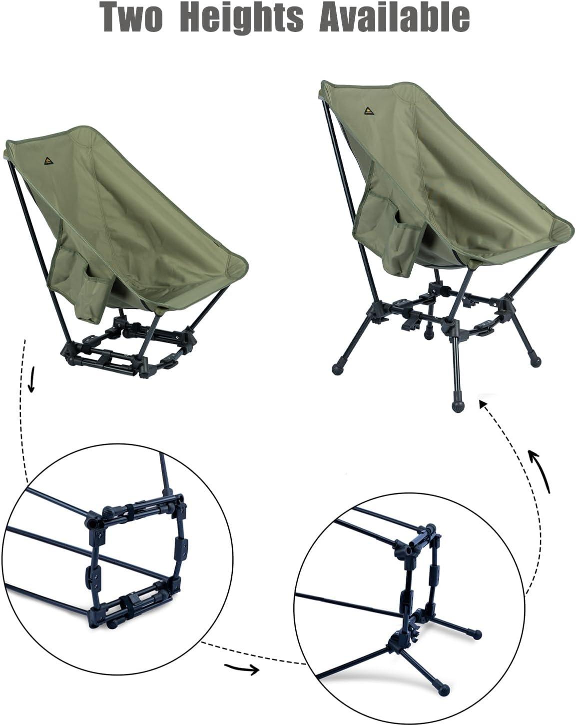 image:imageiClimb TwoHeights Light Compact Comfortable Camping Folding Beach Chair with AntiSinking Large Feet and Carry BagGreen