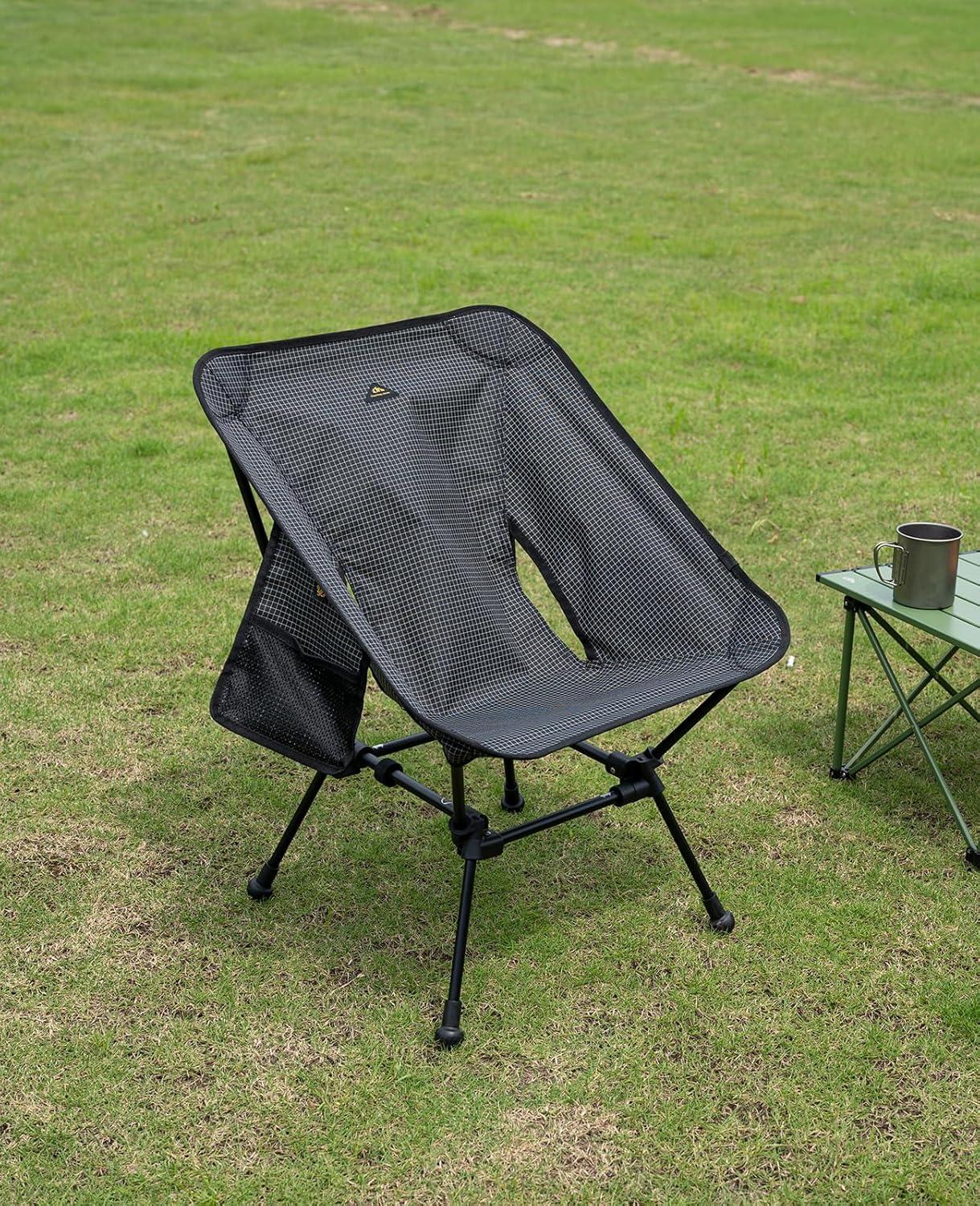 image:imageiClimb Ultralight Compact Camping Folding Beach Chair with AntiSinking Large Feet and Back Support Webbing Yellow Square Frame 2PCBlack Grid Square Frame