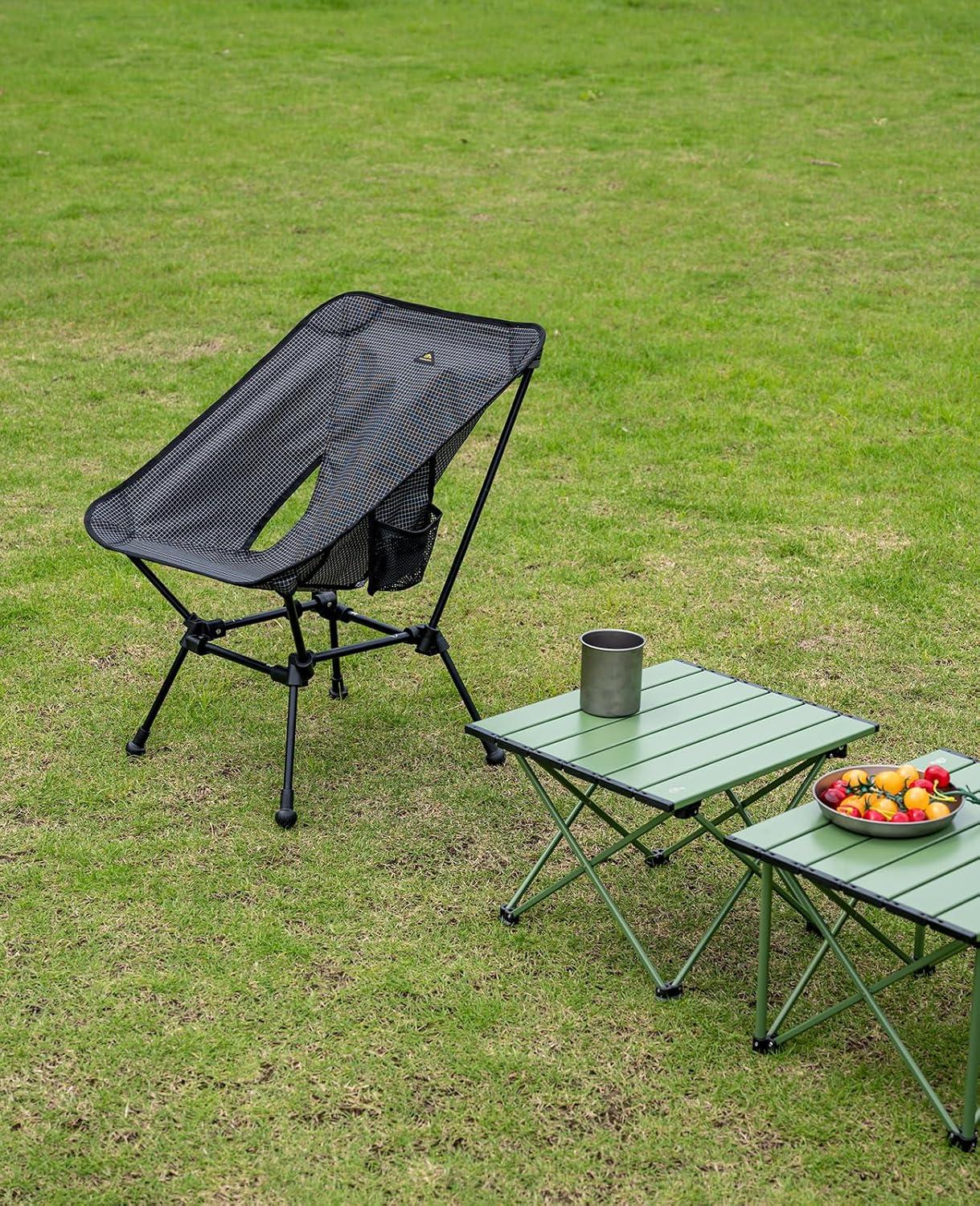 image:imageiClimb Ultralight Compact Camping Folding Beach Chair with AntiSinking Large Feet and Back Support Webbing Yellow Square Frame 2PCBlack Grid Square Frame