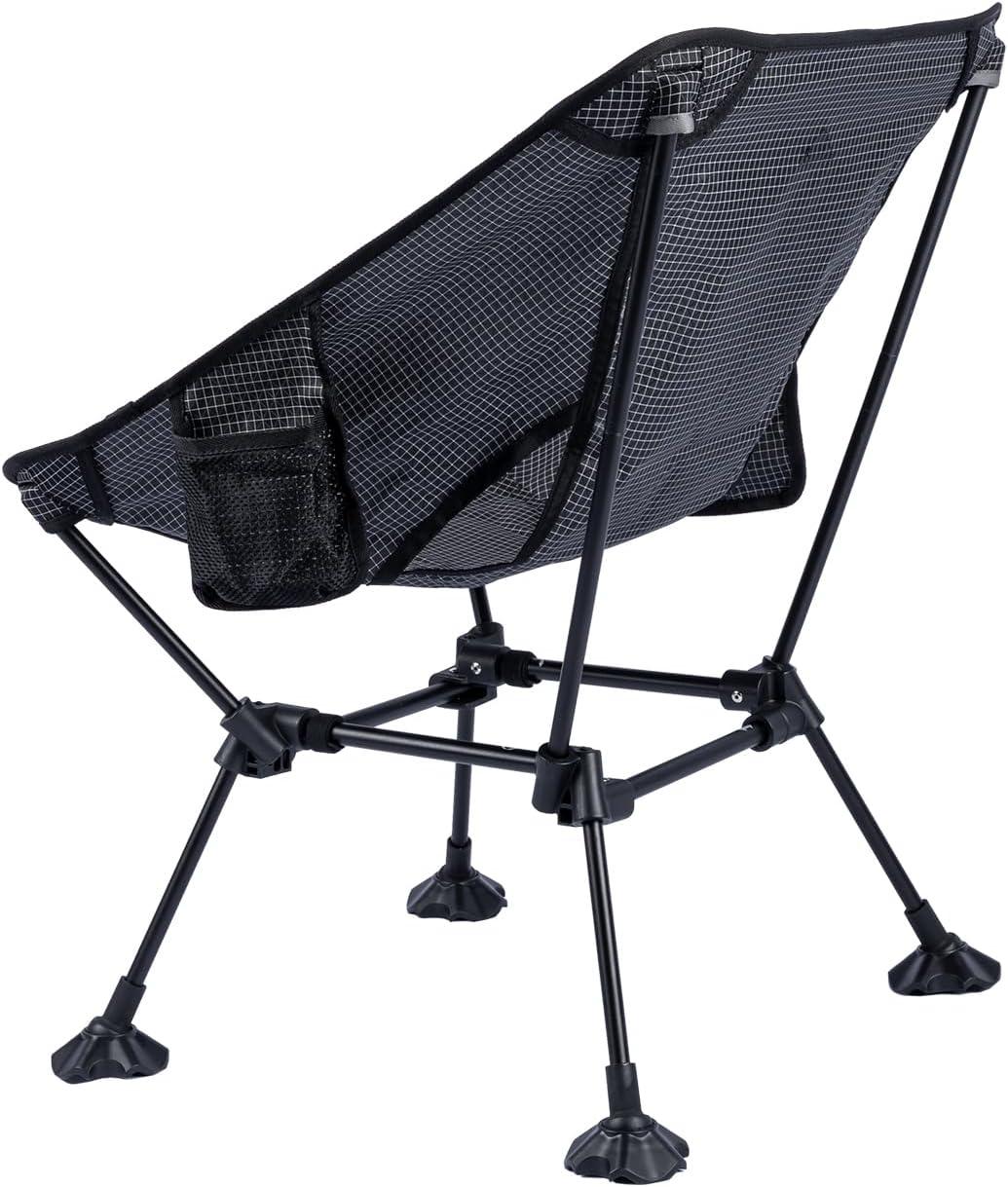 image:imageiClimb Ultralight Compact Camping Folding Beach Chair with AntiSinking Large Feet and Back Support Webbing Yellow Square Frame 2PCBlack Grid Square Frame