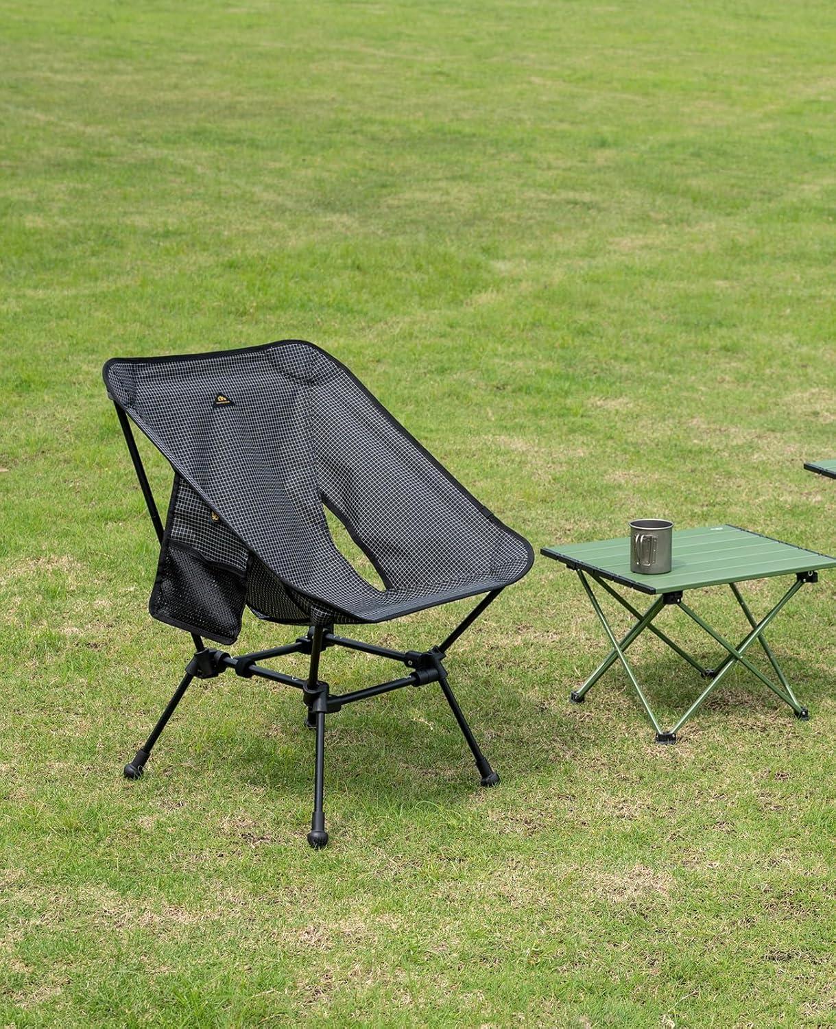 image:imageiClimb Ultralight Compact Camping Folding Beach Chair with AntiSinking Large Feet and Back Support Webbing Yellow Square Frame 2PCBlack Grid Square Frame