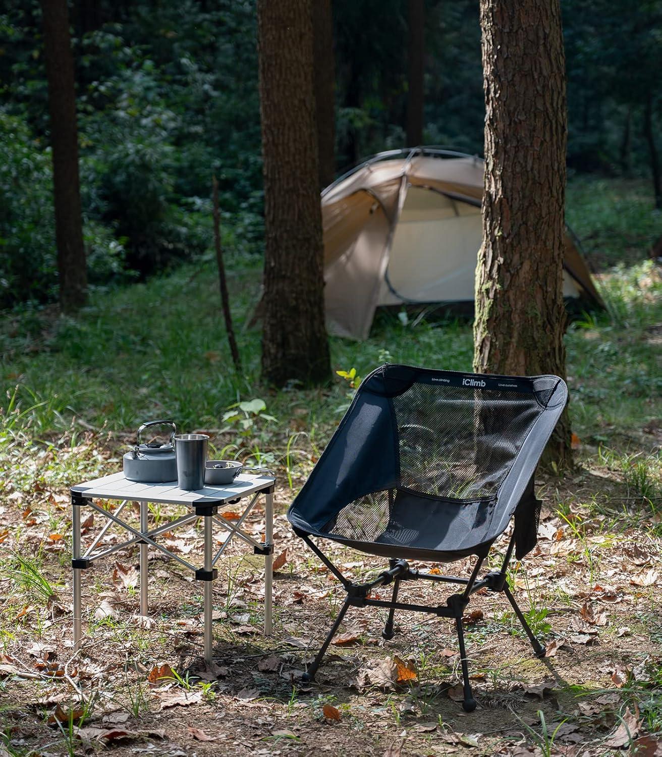 image:imageiClimb Ultralight Compact Camping Folding Beach Chair with AntiSinking Large Feet and Back Support Webbing Yellow Square Frame 2PCBlack Square Frame