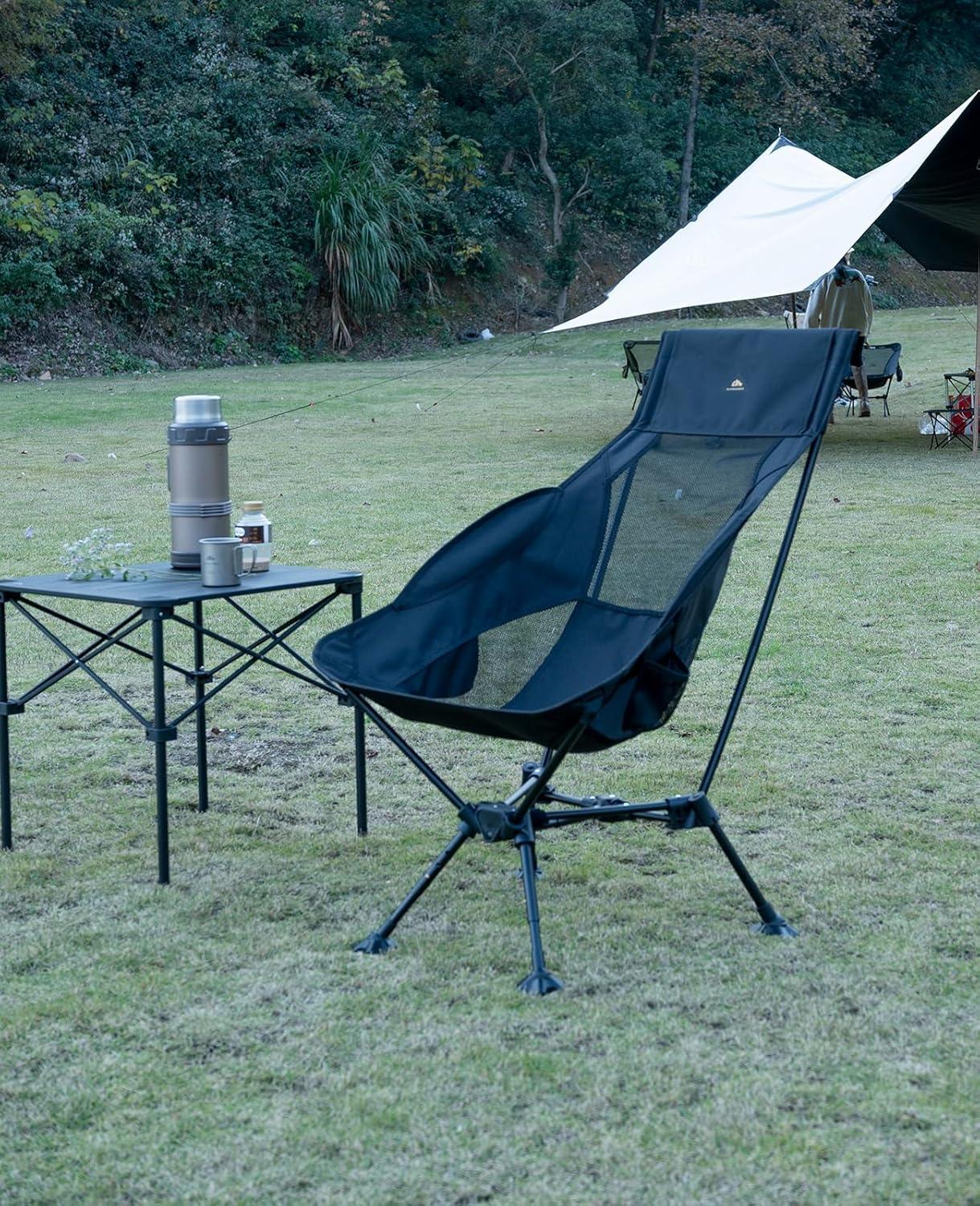 image:imageiClimb Ultralight Compact Camping Folding Beach Chair with AntiSinking Large Feet and Back Support Webbing Yellow Square Frame 2PCBlack Triangular Frame High Back
