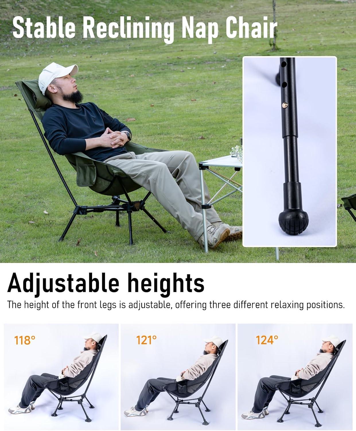 image:imageiClimb Ultralight Compact Camping Folding Beach Chair with AntiSinking Large Feet and Back Support Webbing Yellow Square Frame 2PCBlack Triangular Frame High Back