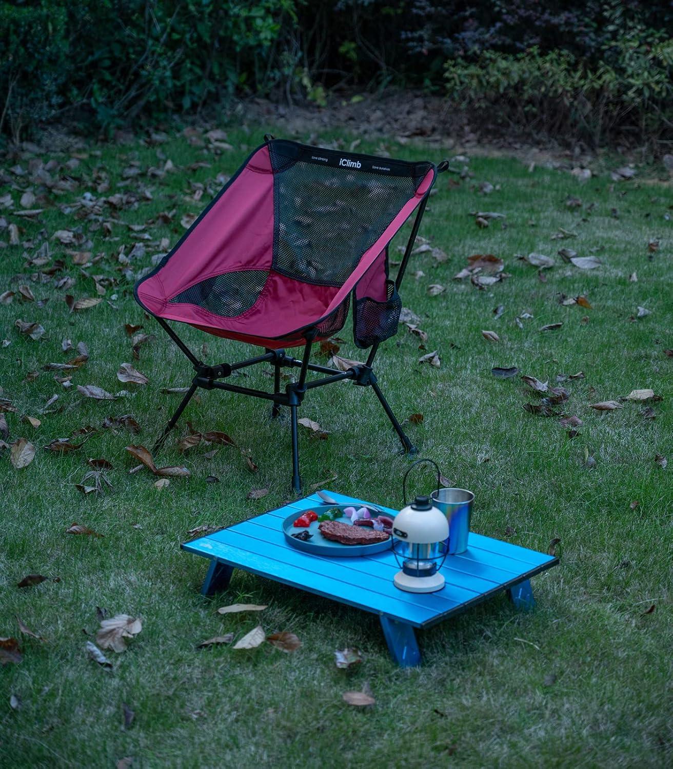 image:imageiClimb Ultralight Compact Camping Folding Beach Chair with AntiSinking Large Feet and Back Support Webbing Yellow Square Frame 2PCRed Square Frame