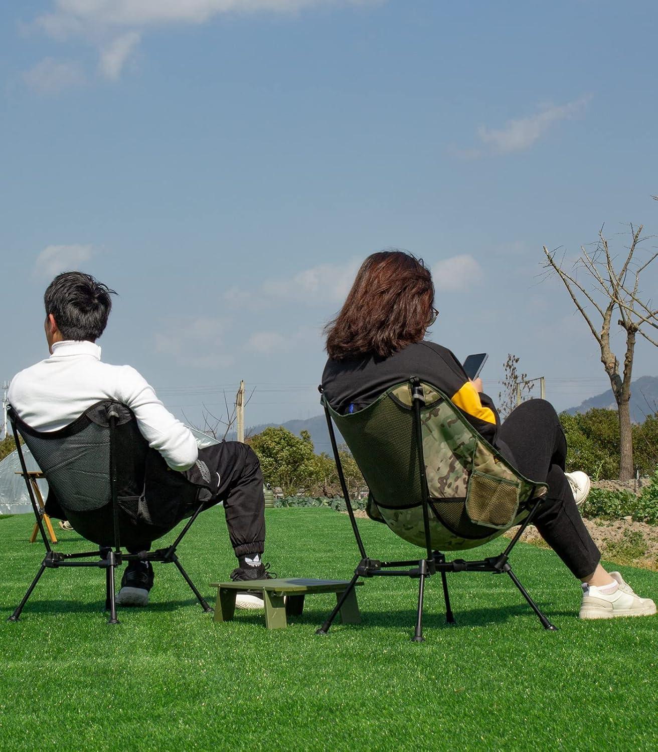 image:imageiClimb Ultralight Compact Camping Folding Beach Chair with AntiSinking Large Feet and Back Support Webbing Yellow Square Frame 2PCRed Square Frame