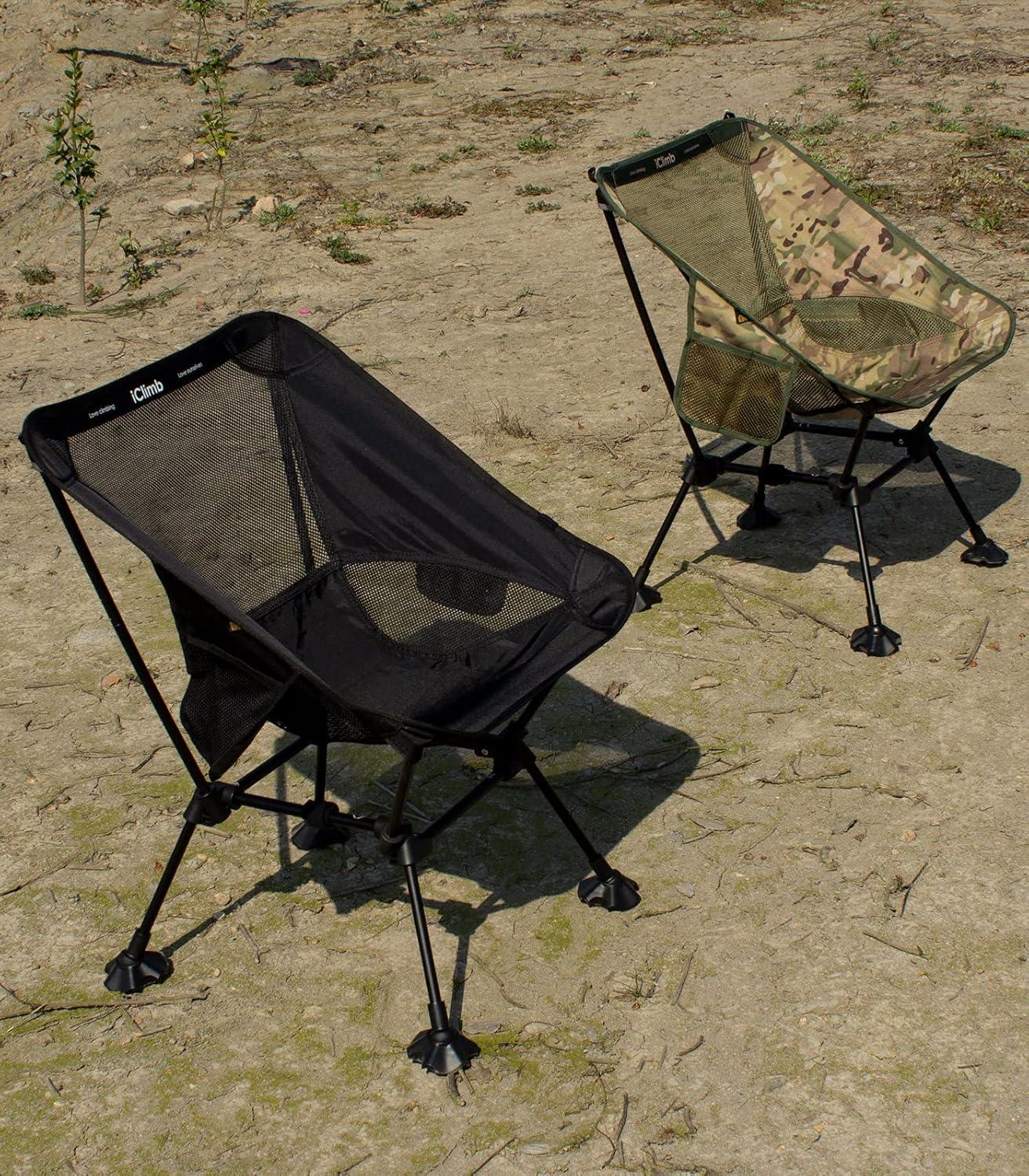 image:imageiClimb Ultralight Compact Camping Folding Beach Chair with AntiSinking Large Feet and Back Support Webbing Yellow Square Frame 2PCWoodland Square Frame