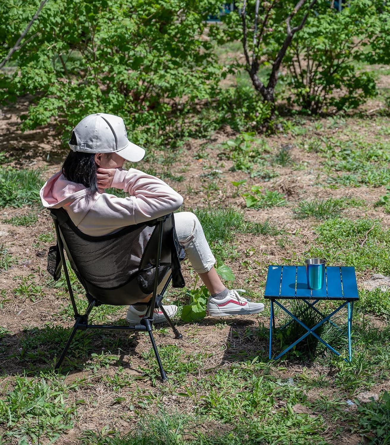 image:imageiClimb Ultralight Compact Camping Folding Beach Chair with AntiSinking Large Feet and Back Support Webbing Yellow Square Frame 2PCWoodland Square Frame