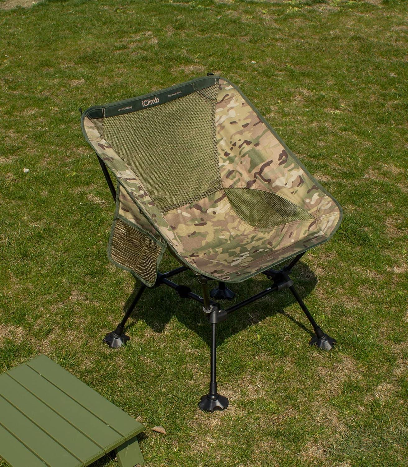 image:imageiClimb Ultralight Compact Camping Folding Beach Chair with AntiSinking Large Feet and Back Support Webbing Yellow Square Frame 2PCWoodland Square Frame