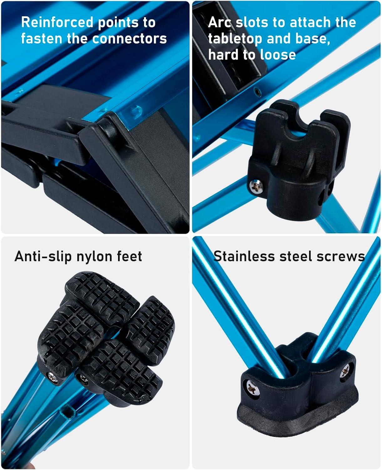 image:imageiClimb Ultralight Compact Camping Folding Table with Carry Bag Reinforced Blue XLBlue