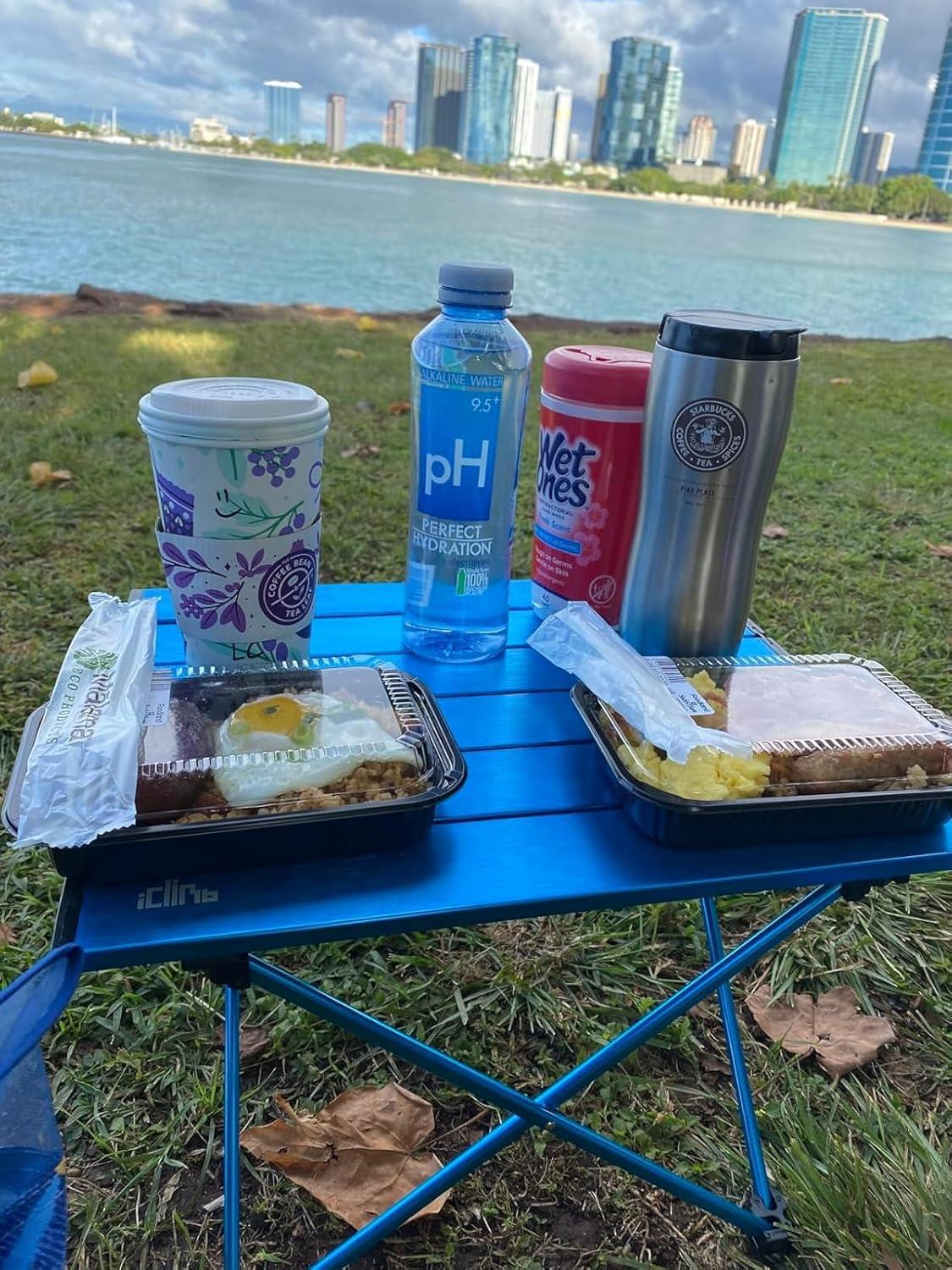 image:imageiClimb Ultralight Compact Camping Folding Table with Carry Bag Reinforced Blue XLBlue