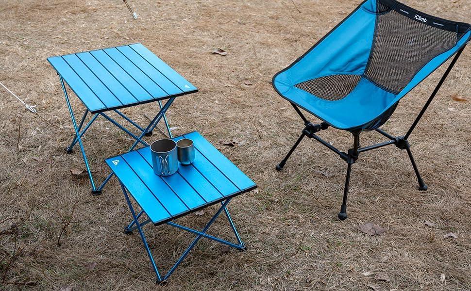 image:imageiClimb Ultralight Compact Camping Folding Table with Carry Bag Reinforced Blue XLBlue