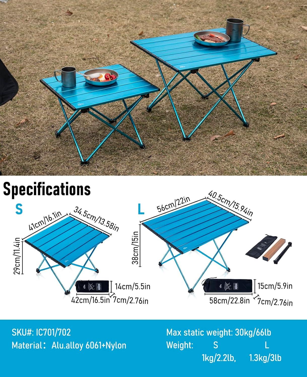 image:imageiClimb Ultralight Compact Camping Folding Table with Carry Bag Reinforced Blue XLBlue