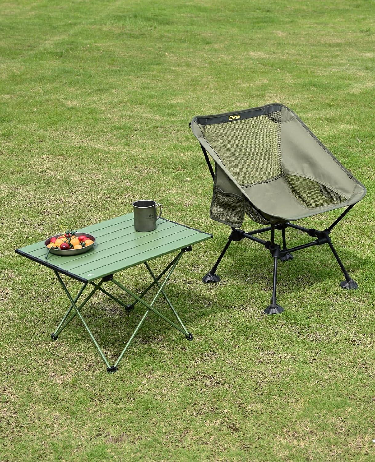 image:imageiClimb Ultralight Compact Camping Folding Table with Carry Bag Reinforced Blue XLGreen