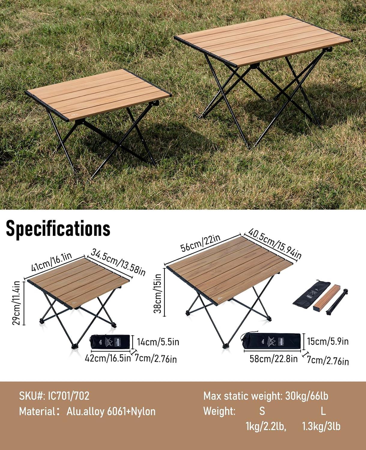 image:imageiClimb Ultralight Compact Camping Folding Table with Carry Bag Reinforced Blue XLNature