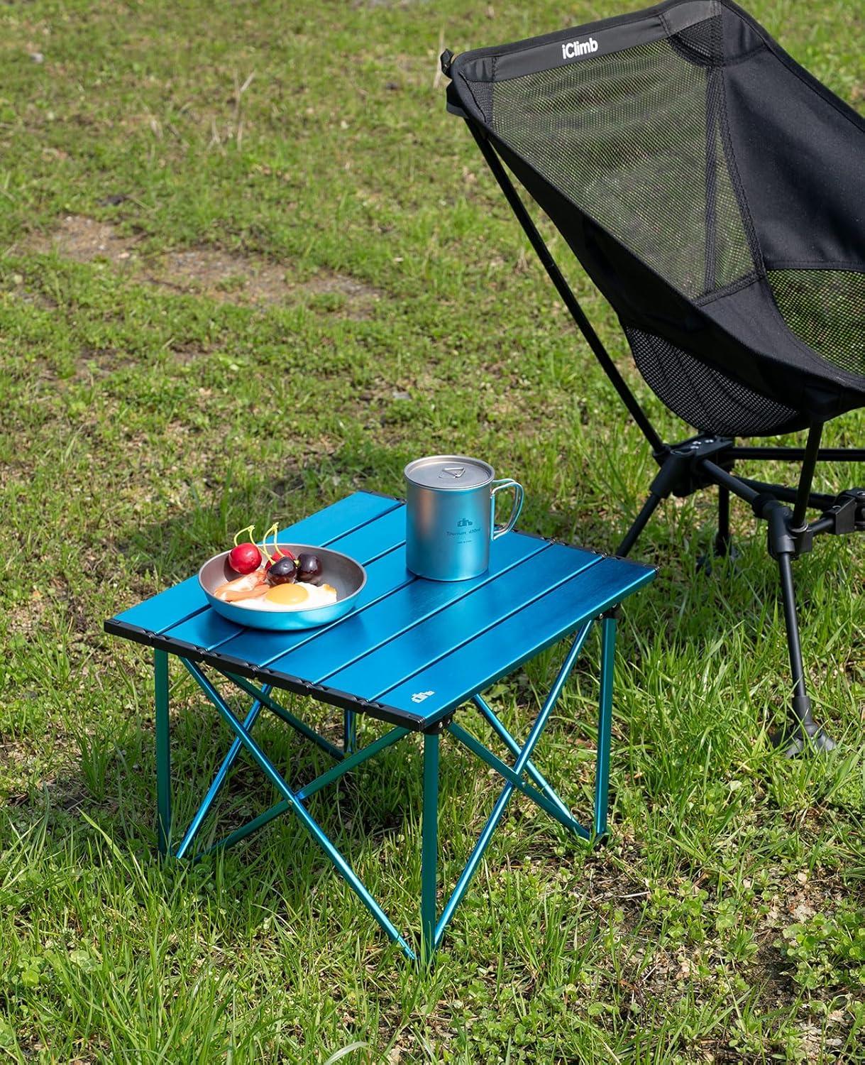 image:imageiClimb Ultralight Compact Camping Folding Table with Carry Bag Reinforced Blue XLReinforced Black