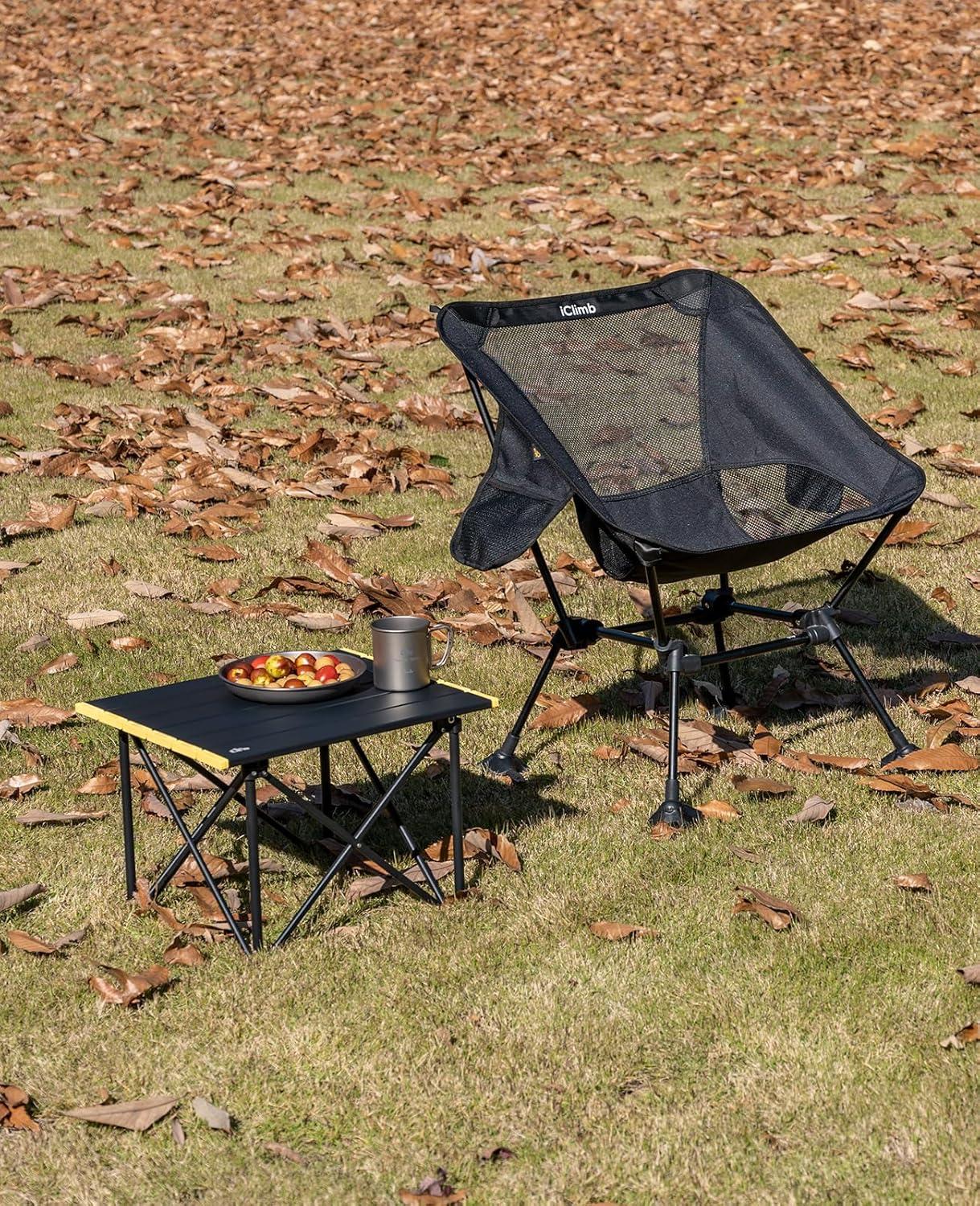 image:imageiClimb Ultralight Compact Camping Folding Table with Carry Bag Reinforced Blue XLReinforced Black