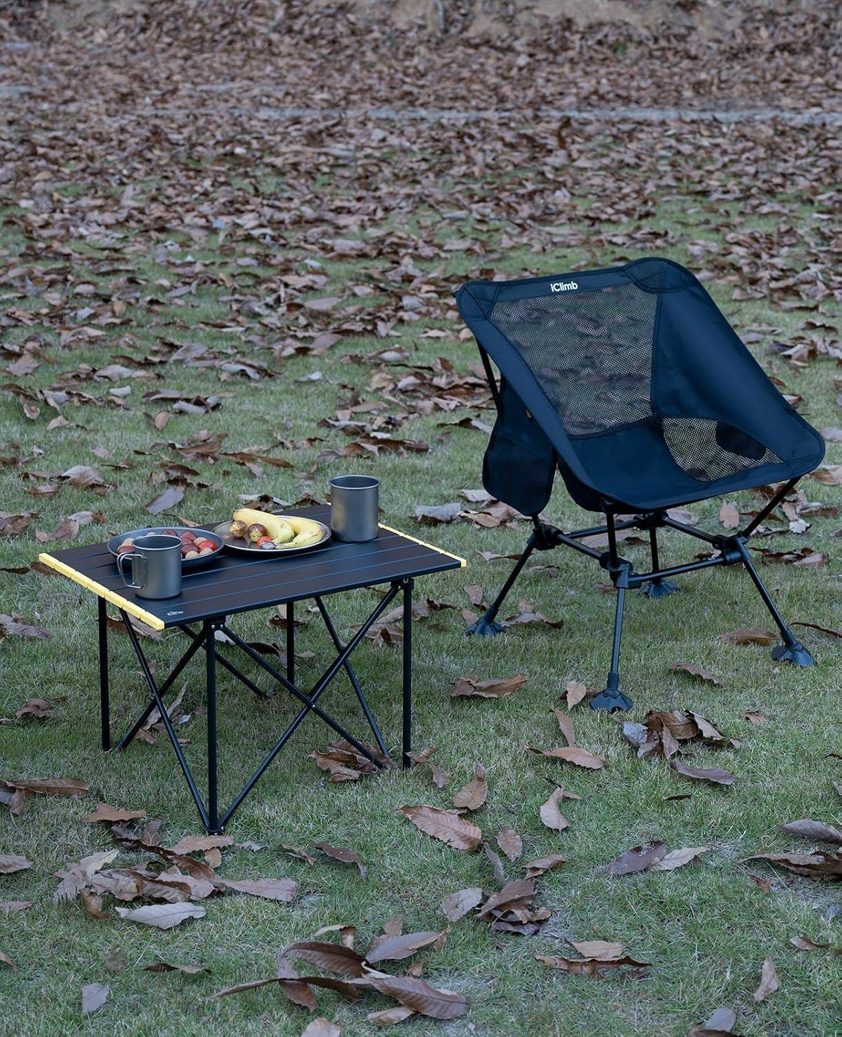 image:imageiClimb Ultralight Compact Camping Folding Table with Carry Bag Reinforced Blue XLReinforced Black