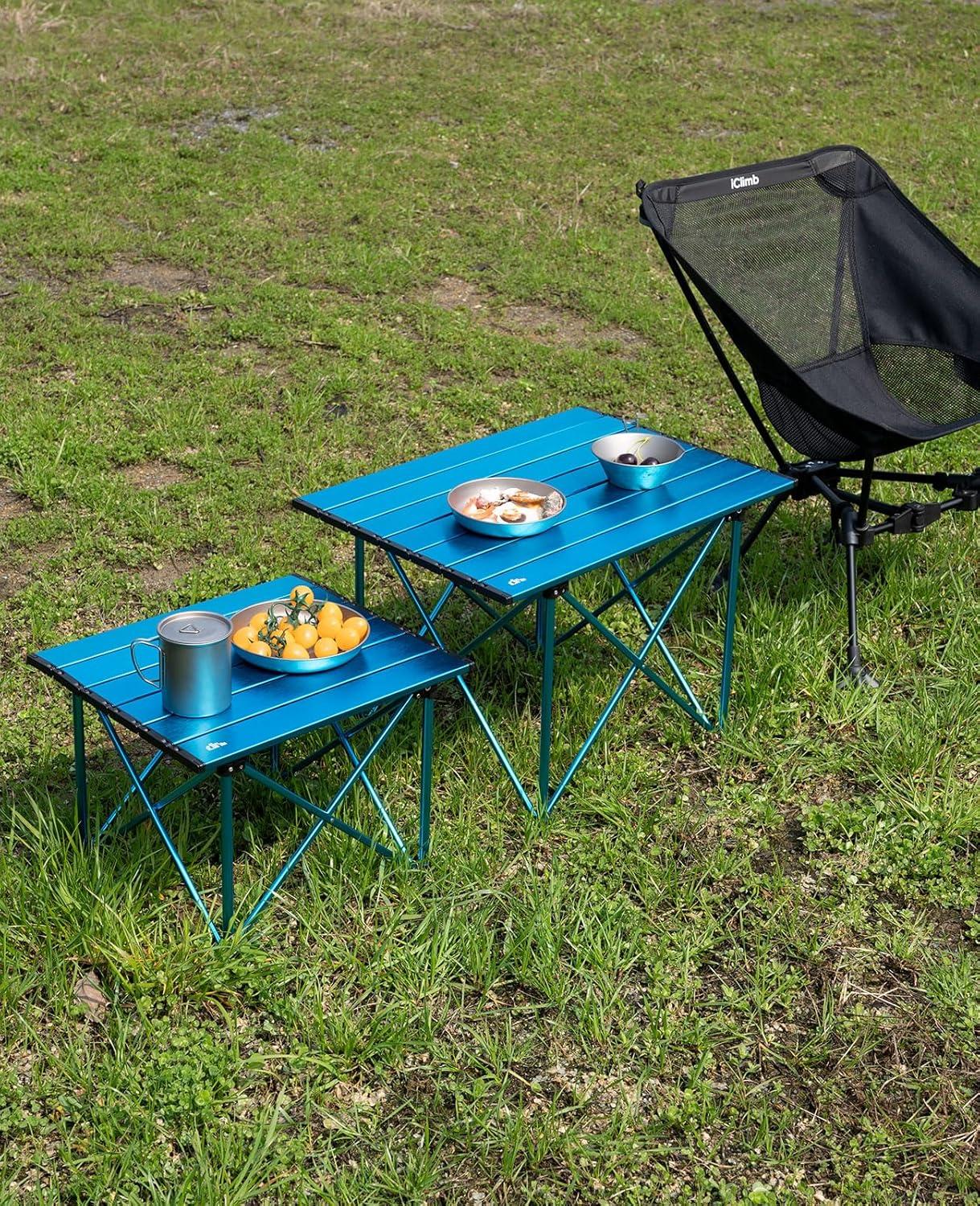 image:imageiClimb Ultralight Compact Camping Folding Table with Carry Bag Reinforced Blue XLReinforced Black