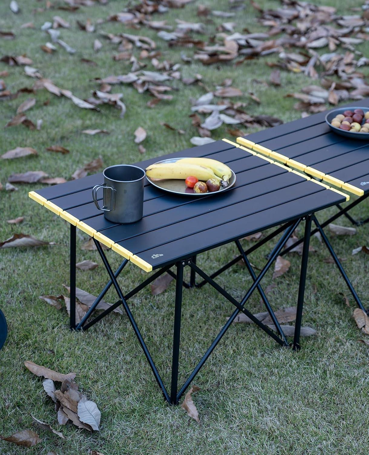 image:imageiClimb Ultralight Compact Camping Folding Table with Carry Bag Reinforced Blue XLReinforced Black