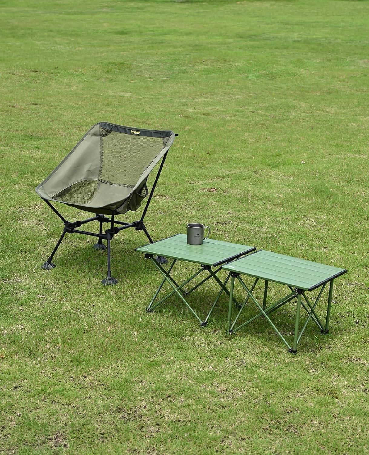 image:imageiClimb Ultralight Compact Camping Folding Table with Carry Bag Reinforced Blue XLReinforced Green