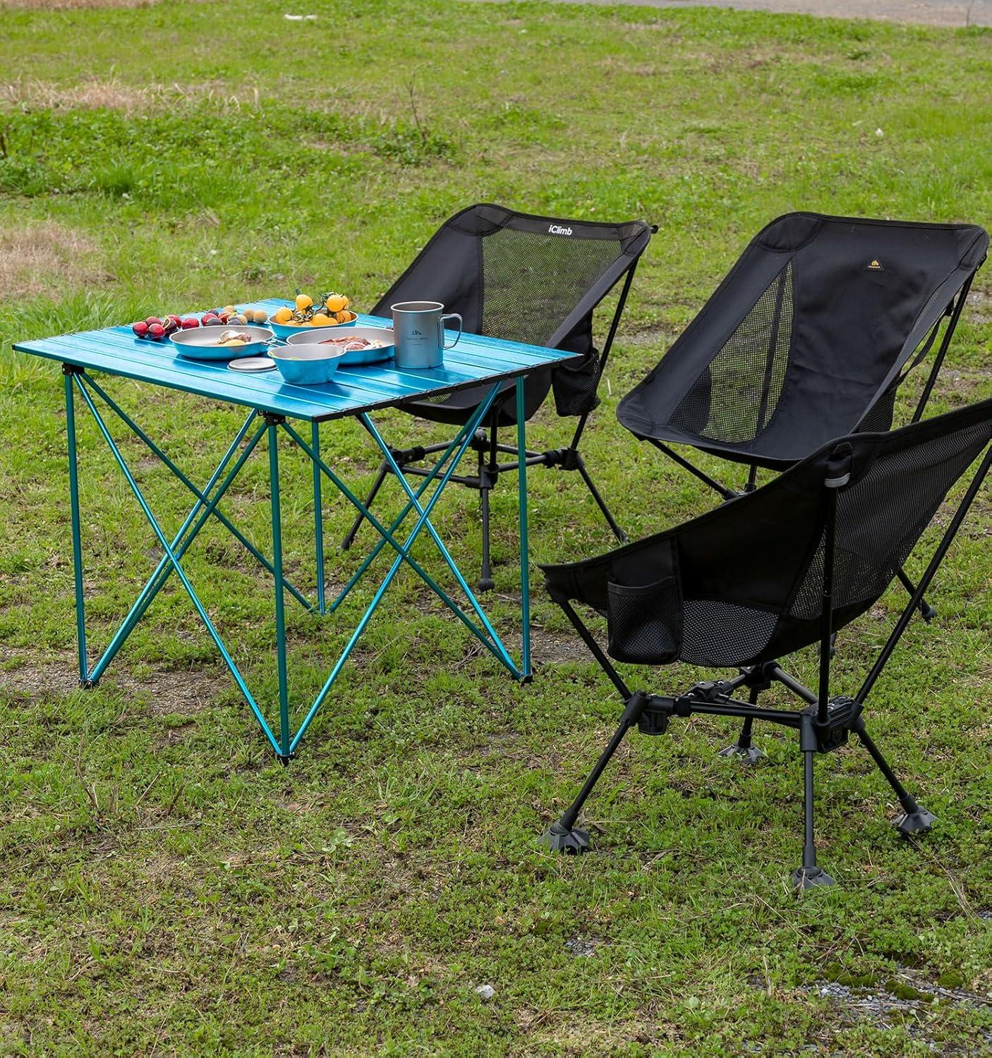 image:imageiClimb Ultralight Compact Camping Folding Table with Carry Bag Reinforced Blue XLReinforced Green