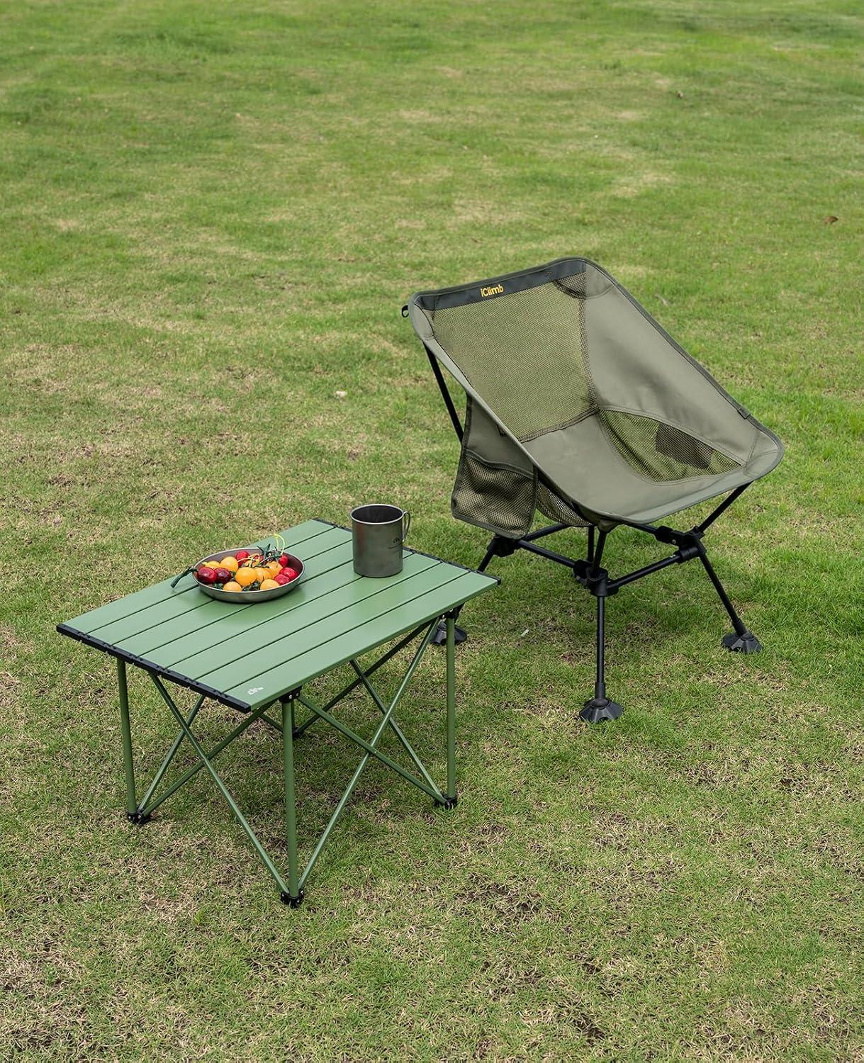 image:imageiClimb Ultralight Compact Camping Folding Table with Carry Bag Reinforced Blue XLReinforced Green